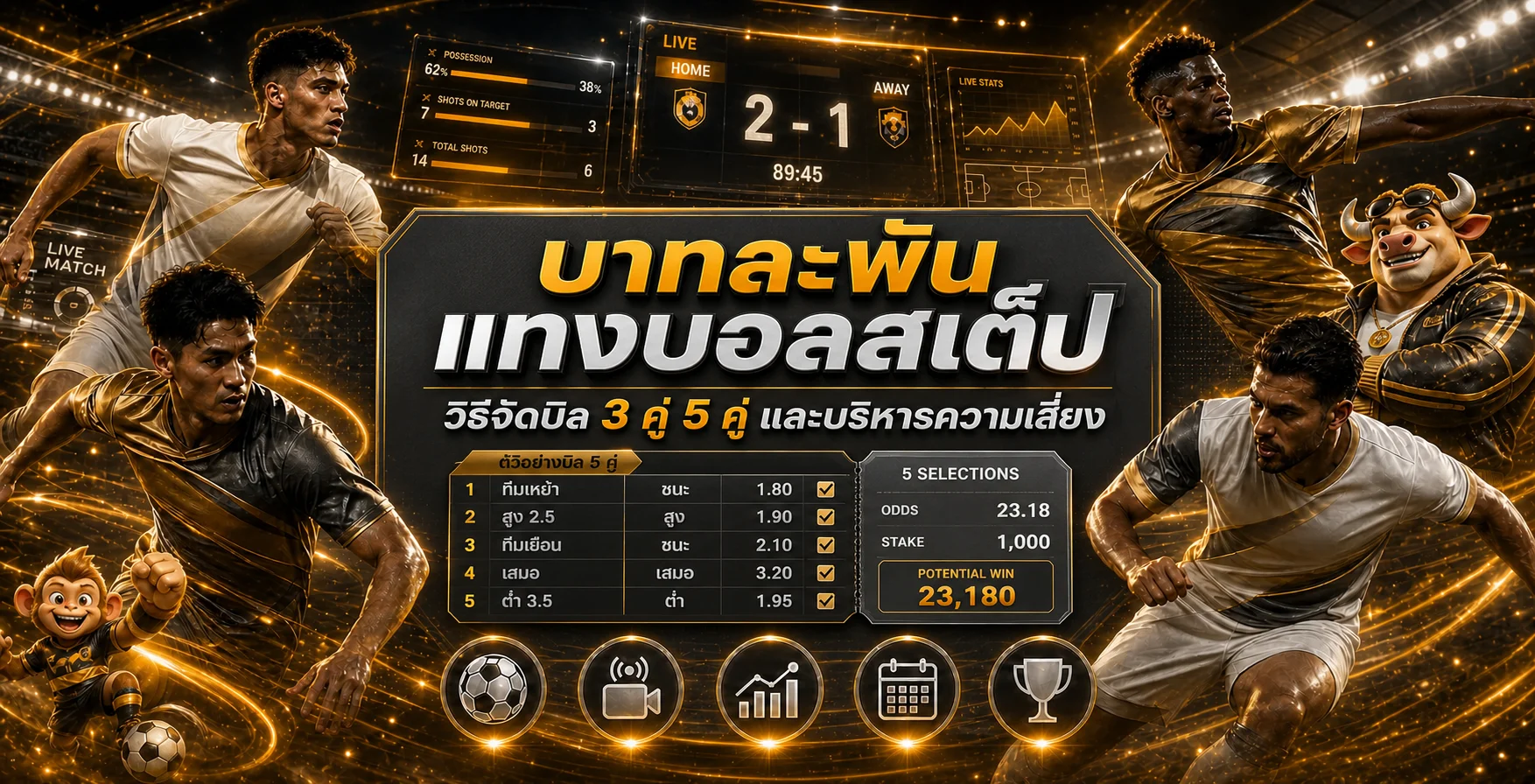 บาทละพัน แทงบอลสเต็ป | จัดบิล 3 คู่ 5 คู่